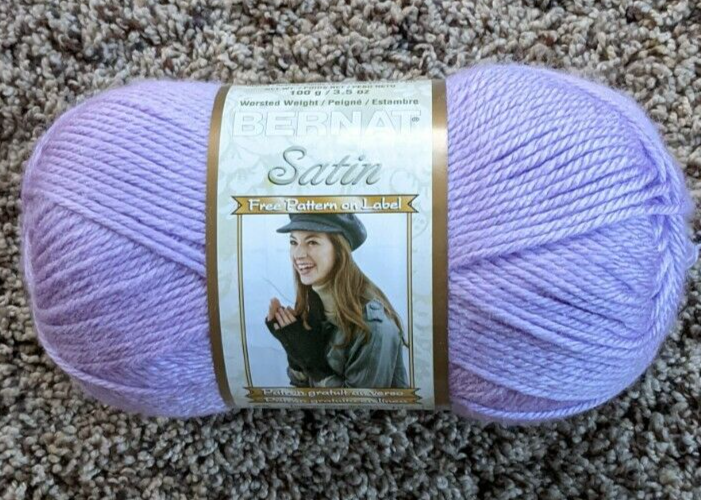 Bernat Satin "Star Dust" Lavender Yarn 5 Unused Skeins