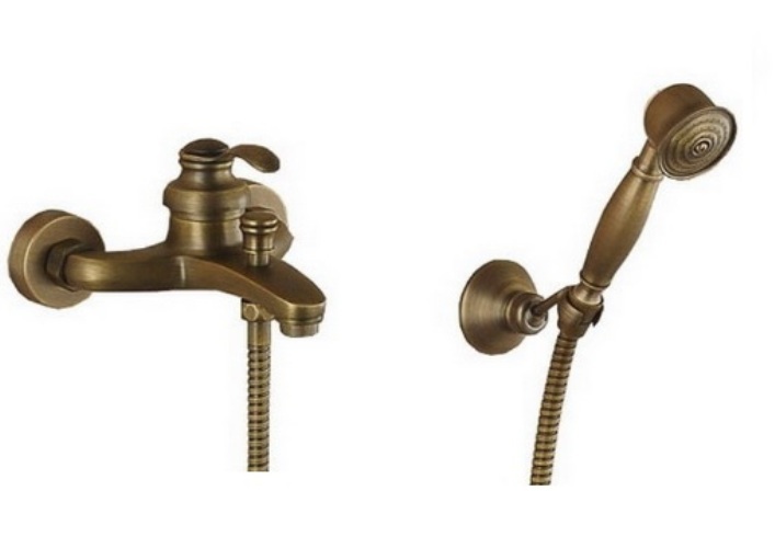 Bagno Miscelatore Esterno Doccia A Parete Doccetta Ottone Rubinetto Vintage dfh