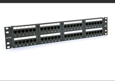 Cat5e 48 Ports UTP Patch Panel Frame 50U Electroplate by Aucas Dust-Proof Cap