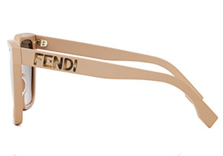 Pre-owned Fendi Fe 40086i 72f Beige W/brown Gradient Lenses Authentic Sunglasses 55-18 In Light Brown Gradient