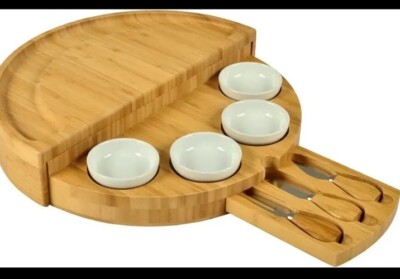 Deluxe Bamboo Cheese/Charcuterie Board with Accessories By Picnic At Ascot