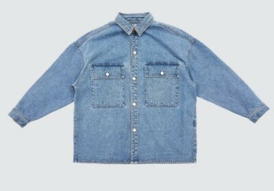 LAB101 Denim Shacket Jacket Light blue Stone washed Size Large NWT Unisex