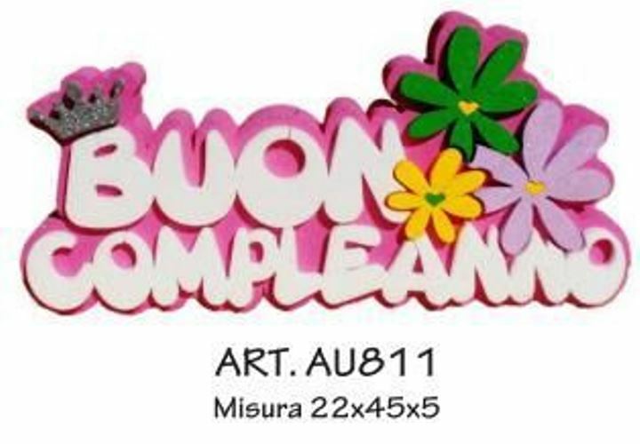 Decorazione Scritta In Polistirolo Buon Compleanno Femminile 22x45x5cm bal