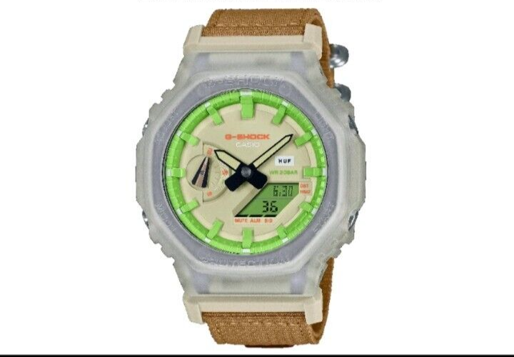Pre-owned Casio G-shock 2100 Series Huf Collaboration Beige Men's Watch - Ga2100huf-5a