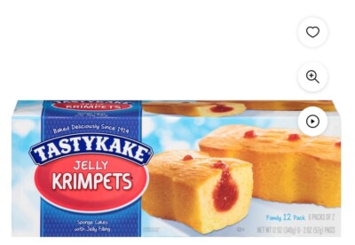 Tastycake Jelly Krimpets, 6 Packs of 2 Jelly Filled Snack Cake Fresh Date
