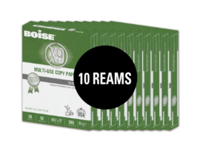Boise X-9 MultiUse Copy Paper Case Letter Size, 5000 Sheets, 20 Lbs, 10 Reams
