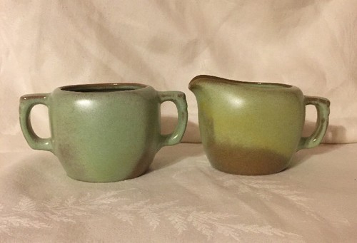FRANKOMA PLAINSMAN PRAIRIE GREEN 5A & 5B CREAM AND SUGAR