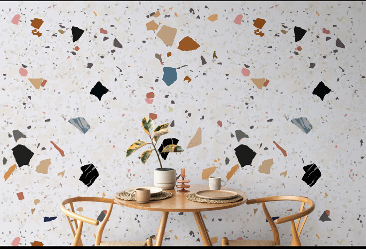 Terrazzo Pattern Colorful Stone Wallpaper Peak Modern Peel Stick Self