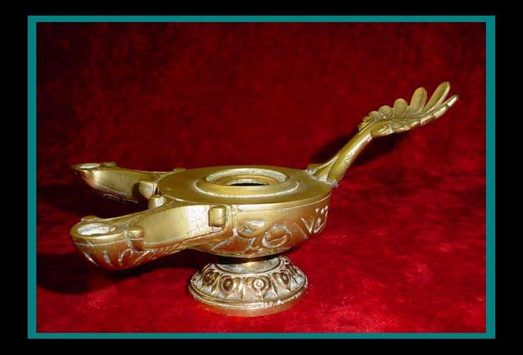 LARGE Fabulous ANTIQUE Heavy BRASS / BRONZE ROMAN POMPEII NEO CLASSIC OIL LAMP