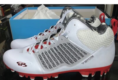 Boombah Men s Ikhana Molded Lacrosse/Football Cleats White/Red NEW Sz 12