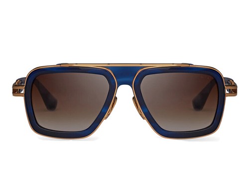 Pre-owned Dita Lxn-evo Dts403-a-03 Blue Swirl Yellow Gold Brown Gradient Lens Sunglasses