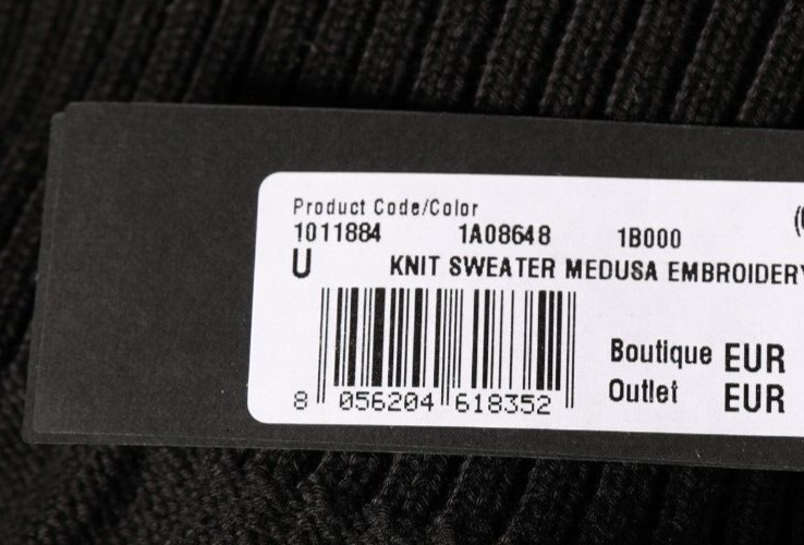 Pre-owned Versace Sweater Black Medusa Embroidery Crew Neck Pullover It52/us42/xl 1260usd
