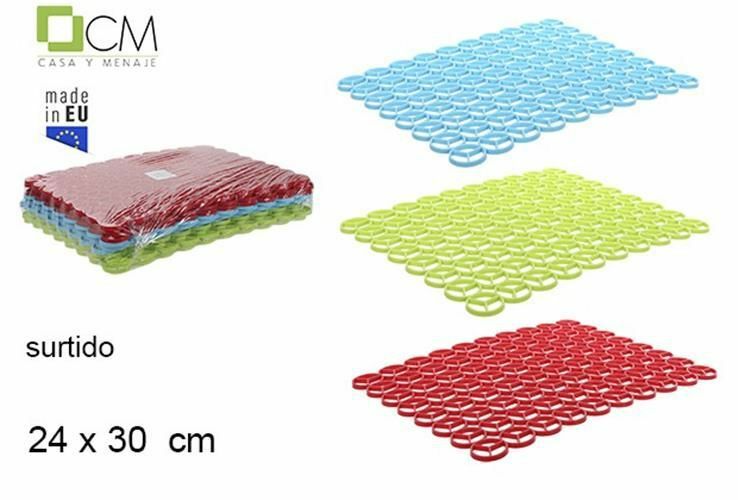 Set 12 Pz Tappeto Tappetino Lavello Plastica ad Anelli Cucina 30x24cm Colorati