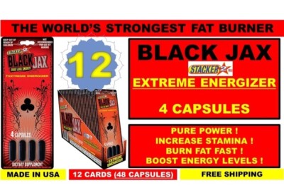 12X BLACK JAX EXTREME ENERGY FAT BURNER INCREASE STAMINA (48 Capsules)