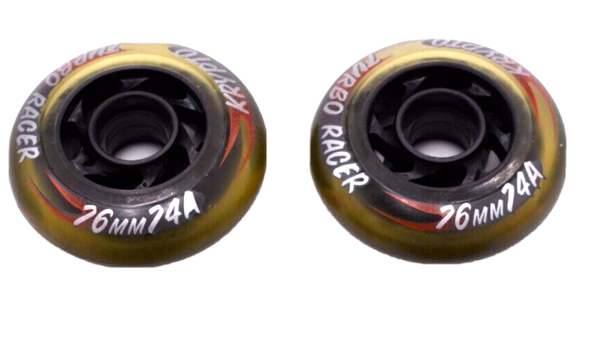 Set of 2 KRYPTO Turbo Racer Inline Roller Hockey Skate Wheels - Clear 76mm 74A