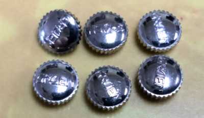 6 VINTAGE ANTIQUE GRUEN STAINLESS OR WHITE GOLD FILLED WATCH CROWNS - NOS