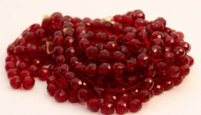 50 New VINTAGE West German Cherry Red FIRE POLISHED  10mm Faceted Crystal Beads