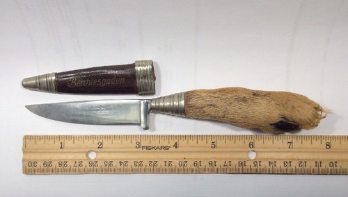 Antique Skinning Blade with Berchtesgaden Sheath and Deer Hoof Handle