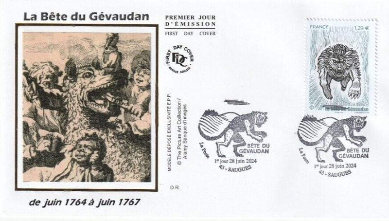 Fdc 2024_enveloppe 1er Jour_fdc_soie_la BÃªTe Du GÃ©Vaudan.