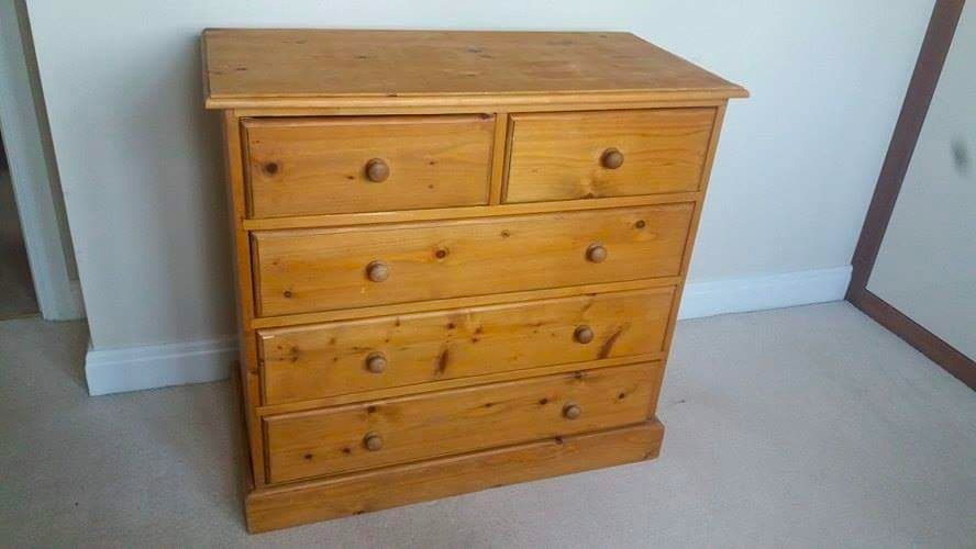 Solid Pine Chest of Drawers Untreated Wood Handmade Bedroom