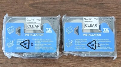 2 Brother TZ-121 P Touch 9mm 3/8'' Black Ink On Clear Tapes Label Maker TZ121