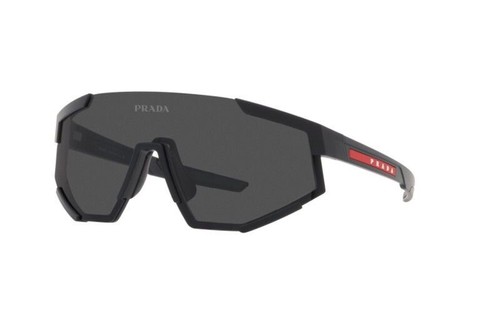 Pre-owned Prada Linea Rossa Sps 04ws Dg006f Rubber Black Red Dark Grey Sunglasses In Gray