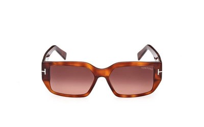 Pre-owned Tom Ford Ft0989-53t-56 Blonde Havana Sunglasses In Red