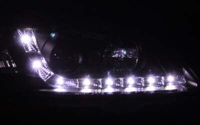 SCHEINWERFER SATZ für OPEL ASTRA G mit LED TAGFAHRLICHT TFL LOOK SCHWARZ BLACK
