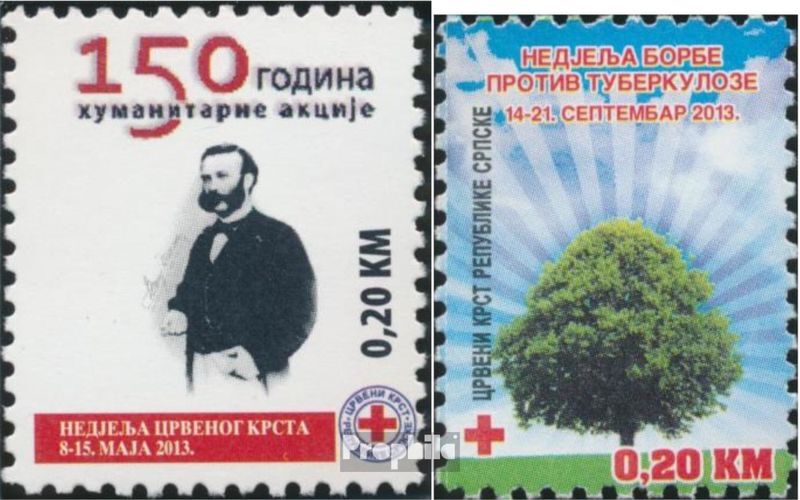 Briefmarken Bosnien - Serbische Republ. 2013 Mi Z32a,Z33a Zwangszuschlagsmarken