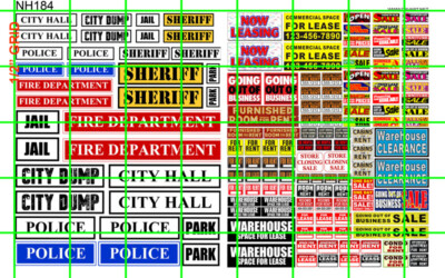 NH184 DAVE'S DECALS N SCALECITY BUILDING SIGNS, FOR LEASE, FOR RENT WAREHOUSE