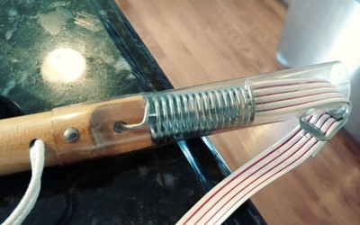 HTF Vtg Wooden Baby Stroller Crib Toy Hanging Spin Toy Plastic Rings EUC