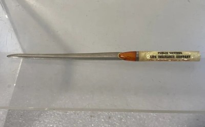 Antique Advertising Letter Opener Public Savings Life Insurance Co. 1931 - 1954