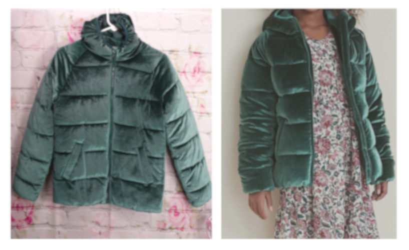 Green velvet puffer jacket top zara