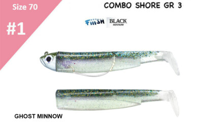 BLACK MINNOW FIIISH SIZE 1BM 1378 GHOST MINNOW COMBO 3 GR SHORE+RICAMBIO