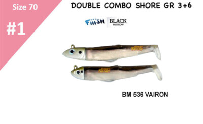 BLACK MINNOW FIIISH SIZE 1BM 536 VAIRON DOUBLE COMBO 3+6 GR SHORE+OFFSHORE
