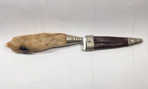 Antique Skinning Blade with Berchtesgaden Sheath and Deer Hoof Handle