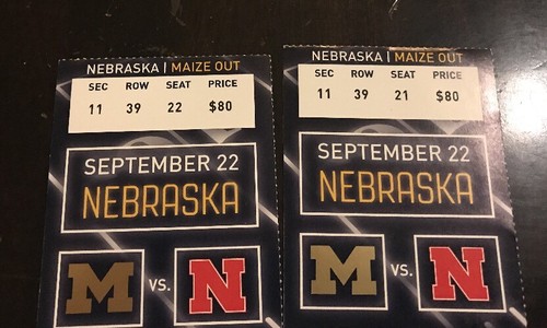 Football Tickets Michigan Wolverines vs Nebraska Cornhuskers 09/22/2018