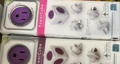 PowerCube | ReWirable | 4 Outlets Wall Surge Protector Travel adapter (Purple)