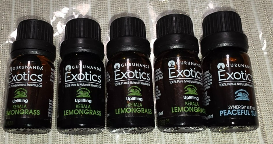 5-Pack Gurunanda Exotics Pure 100% Natural Essential Oil - Lemongrass & Sleep