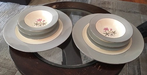 8 Lot Homer Laughlin Cavalier Eggshell China 4 Plates, 2 Berry Bowls, 2 Saucers