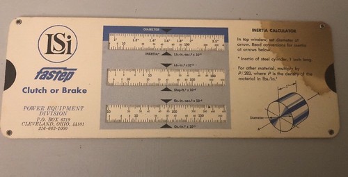 Vintage Side Reference Chart Lear Siegler Power Equipment Magnetic Cluch Brake