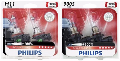 4x Philips 9005+H11 X-TremeVision 100% More Super Bright Light Upgrade Bulb 65W