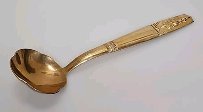 Vintage Pure Brass Tahiland Ladel Solid With Buddha On The Handle 