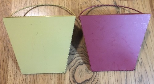 Decorative Wall Hanging Metal Baskets: Maroon & Mustard Yellow: Faith & Hope