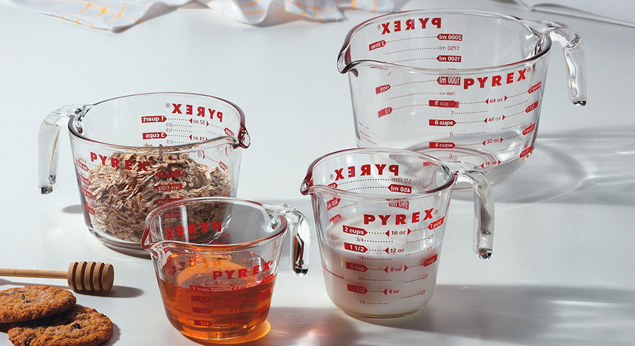 Pyrex Glass Measuring Cup Set (4Piece, Microwave and Oven Safe ),Clear