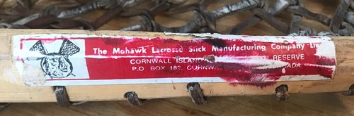 Vintage Native Mohawk Lacrosse Stick Manufacturing Company Rawhide Leather Wood