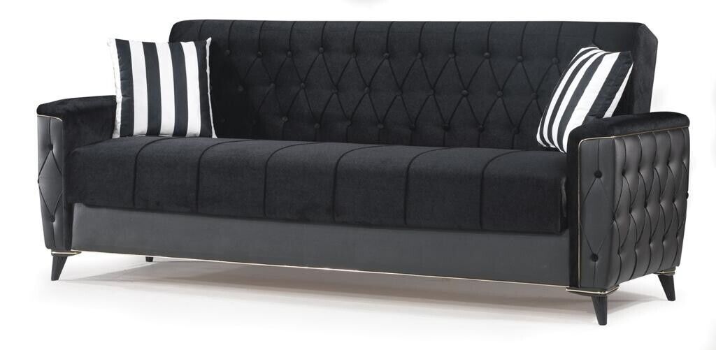 🟥 🟧Chesterfield Fabric 3 Seater Sofa Bed Settee with Storage Click