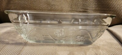 Oven Proof Clear Ribbed Glass Meat Bread Loaf Pan 1.5 quart 9.25'' X 6'' X 3.0''