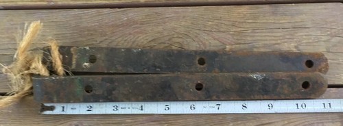 Antique Barn Door Strap Pair Of Hinges Wrought Iron Pair 11” Blacksmith Maine