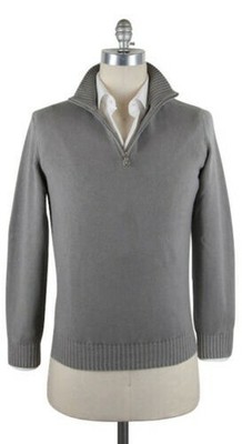 LUIGI BORRELLI LUIGI BORRELLI SOLIDES GRAU PULLOVER - 1/4 REISSVERSCHLUSS - M/50 - (12 /B06218/